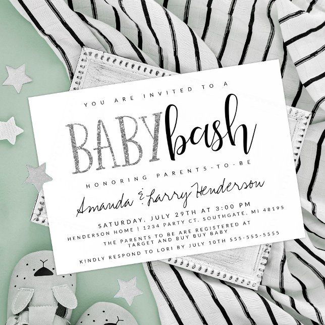 Bassin Bébé Argent, Baby shower Couples Invitation (Créateur téléchargé)