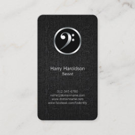 Bassist Bass Clef Icon Black Grunge Business Card Visitenkarte