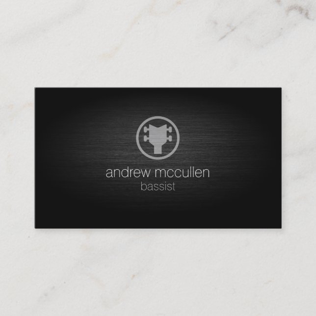 Bassist Bass Headstock Symbol BrushedMetal Musiker Visitenkarte (Vorderseite)