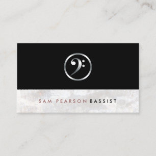 Bassist Bold Silver Bass Clef Symbol Elegant Visitenkarte