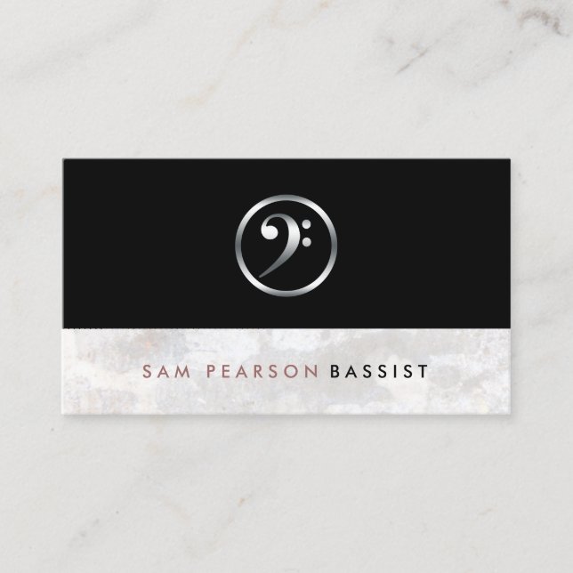 Bassist Bold Silver Bass Clef Symbol Elegant Visitenkarte (Vorderseite)