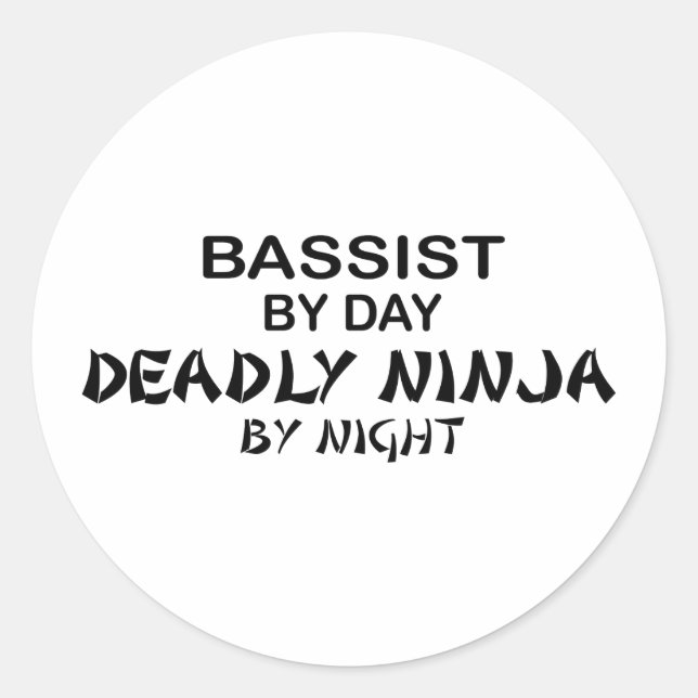 Bassist Deadly Ninja von Nacht Runder Aufkleber (Vorderseite)