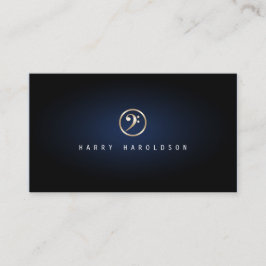 Bassist Elegant Gold Bass Clef Symbol Blaues Glühe Visitenkarte