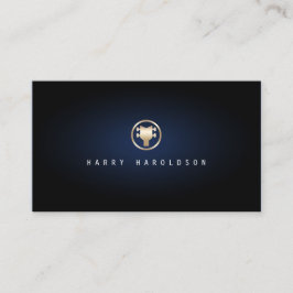 Bassist Gold Bass Gitarre Headstock Icon Blue Glow Visitenkarte