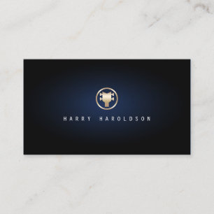 Bassist Gold Bass Gitarre Headstock Icon Blue Glow Visitenkarte