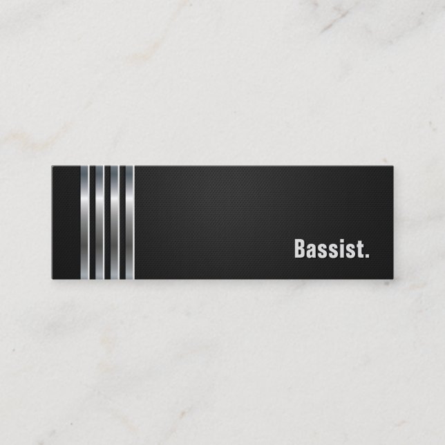 Bassist - Schwarze Silberstreifen Mini Visitenkarte (Vorderseite)