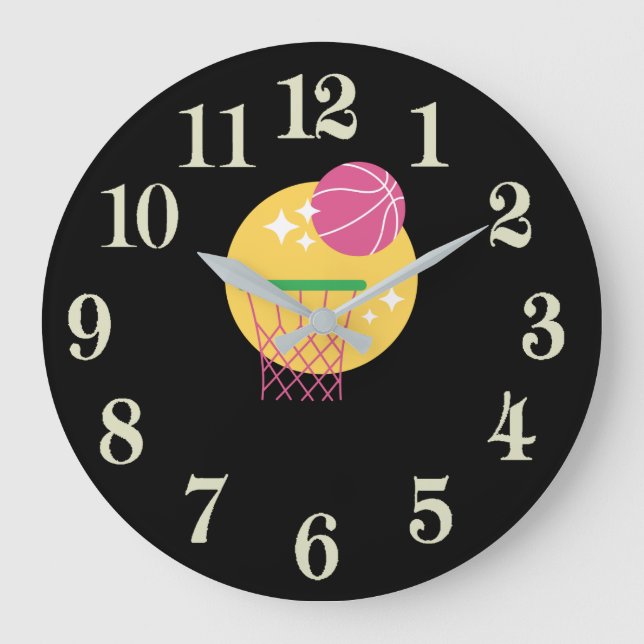 Bassketball Große Wanduhr (Vorderseite)