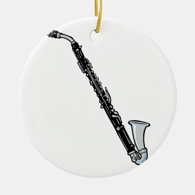 Bassklarinette-Grafik, gerade der Clarinet Keramik Ornament (Vorne)
