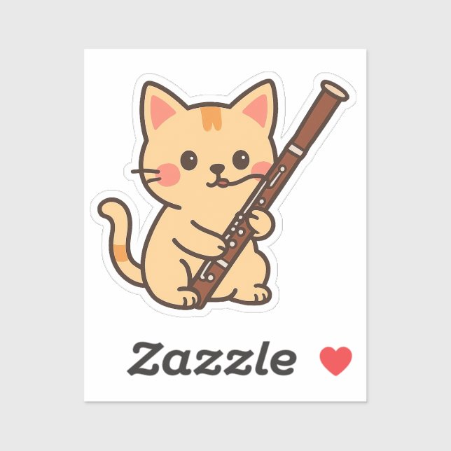 Bassoon Cat Illustration Aufkleber (Blatt)