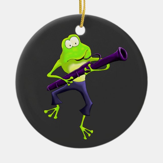 Bassoon-Spieler-Frosch-Verzierung Keramikornament (Vorne)