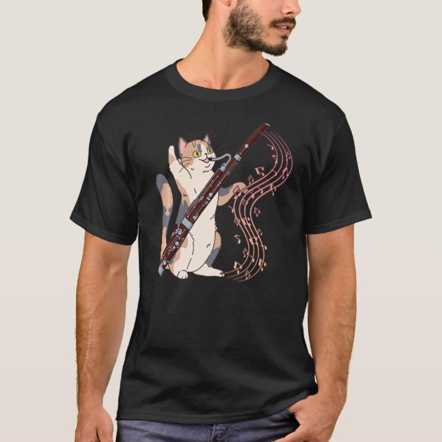 Bassoonist Music Orchestra Cat Bassoon T-Shirt (Vorderseite)