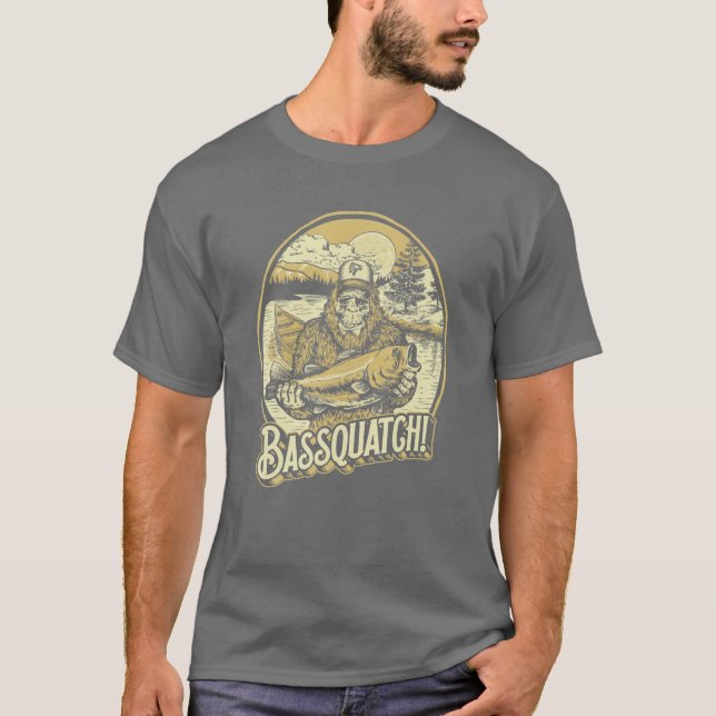 Bassquatch! Bass Fisherman Sasquatch Funny Bigfoot T-Shirt (Vorderseite)