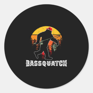 Bassquatch lustiger Bass-Angelfischsee-Angeln Runder Aufkleber