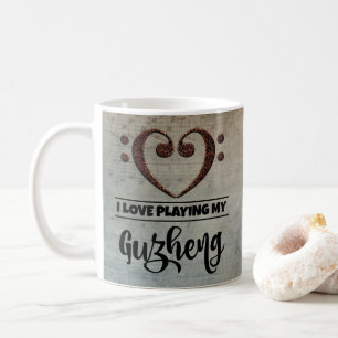 Baßschlüssel-Herz Vintage-Notenblatt Guzheng Kaffeetasse