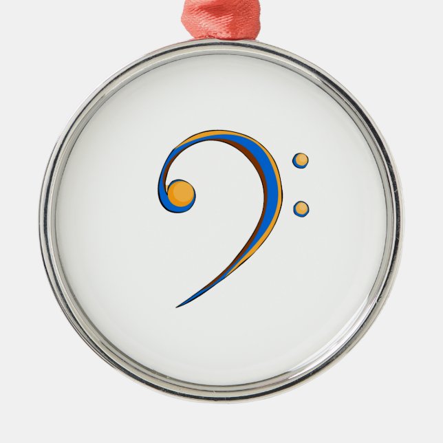 Bassschlüssel-lässige Art-Orange und Blau Silbernes Ornament (Vorne)