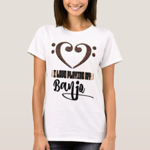 Bassschlüssel-Musikherz - Ich liebe es, meine Banj T-Shirt