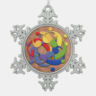Bassschlüssel-Regenbogen-Puzzlespiel-Ball Schneeflocken Zinn-Ornament