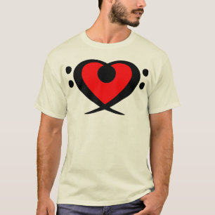 Bassschlüssel-rotes Herz-Shirt T-Shirt