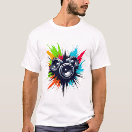 Basstropfen und Pinselstriche, Musik trifft Kunst T-Shirt