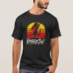 Bassycat Kitty Playing Bass Gitarre Retro Chat Lov T-Shirt