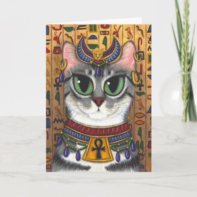 Bast-Göttin-Ägypter Bastet Katzen-Kunst-Gruß-Karte Karte (Vorderseite)