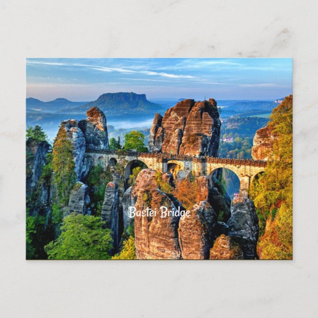 Bastei Bridge, Sachsen, Schweiz Postkarte (Vorderseite)