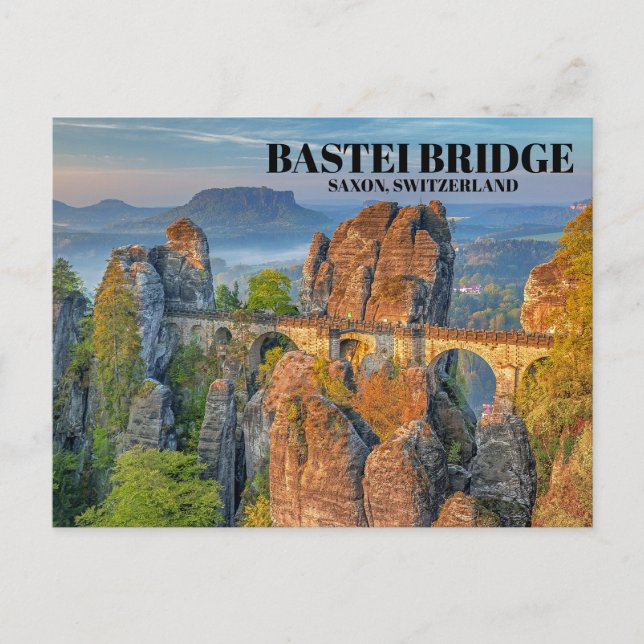 Bastei Bridge Saxon Schweiz Foto Postkarte (Vorderseite)