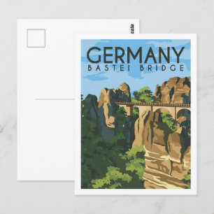 Bastei-Brücke Deutschland Reiseort Illustration Postkarte