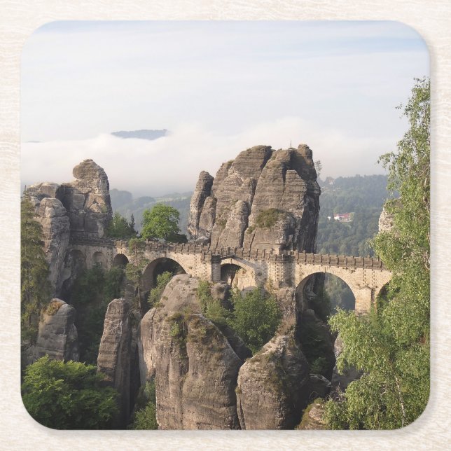 Bastei Brücke in sächsischem die Rechteckiger Pappuntersetzer (Vorderseite)