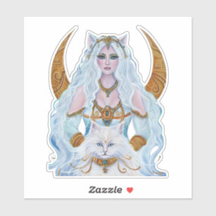 Bastet ägyptische Göttin mit Katze von Renee Lavoi Aufkleber