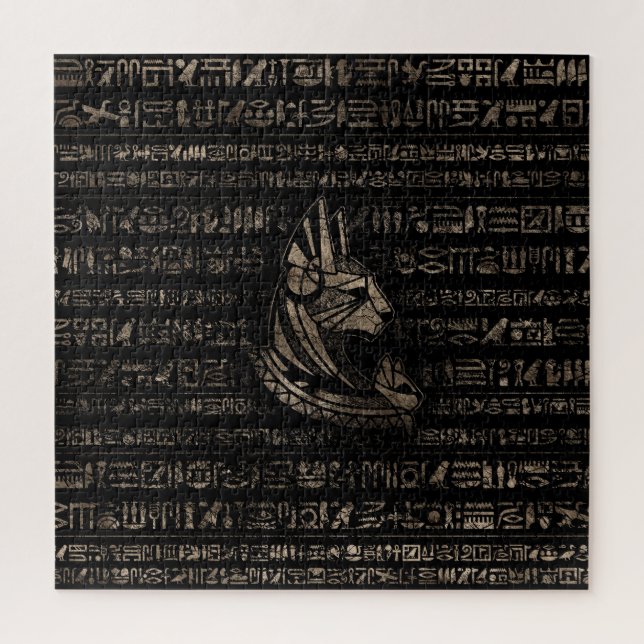 Bastet Ägyptische Göttin - Vintages Gold auf schwa (Vertikal)