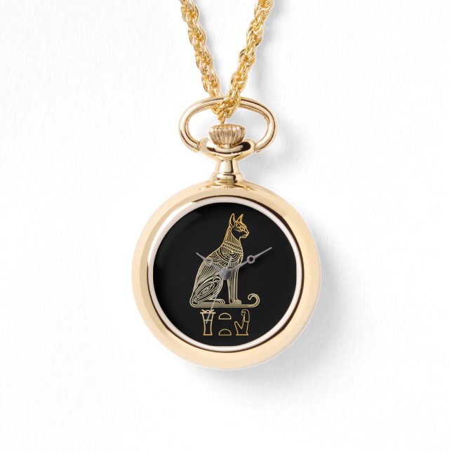 Bastet, ägyptische Katzengöttin. Name in Hieroglyp Armbanduhr (Vorderseite)