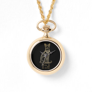 Bastet, ägyptische Katzengöttin. Name in Hieroglyp Armbanduhr