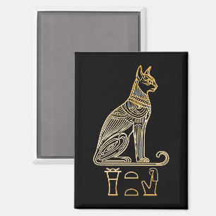 Bastet, ägyptische Katzengöttin. Name in Hieroglyp Magnet