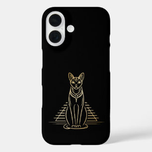 Bastet, ägyptische Katzengöttin vor einer Pyramide iPhone 16 Hülle