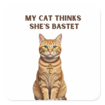 Bastet Cat Ancient Premium Aufkleber Gold Ankh