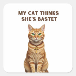Bastet Cat Ancient Premium Aufkleber Gold Ankh