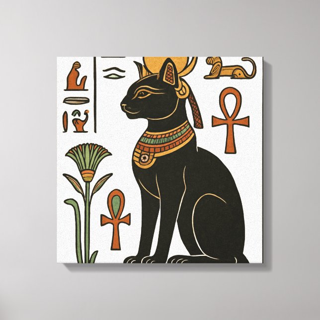 Bastet Cat Goddess Hieroglyphische Leinwand (Vorderseite)