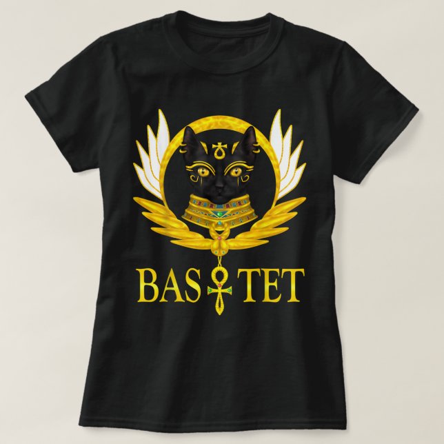 Bastet-Flügel der Sphynx-Katze T-Shirt (Design vorne)