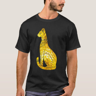 Bastet-Katze Ägyptischer Goldener Polygon-Hierogly T-Shirt