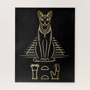 Bastet mit Namen in Hieroglyphen und Ägypten Pyram