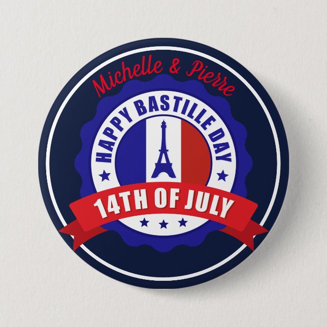 Bastille Day 14. Juli Feier Button (Vorderseite)