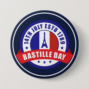 Bastille Day 14. Juli Feier Button