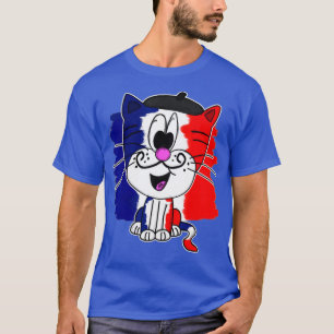 Bastille Day Happy 14. Juli Katze Französische Fla T-Shirt
