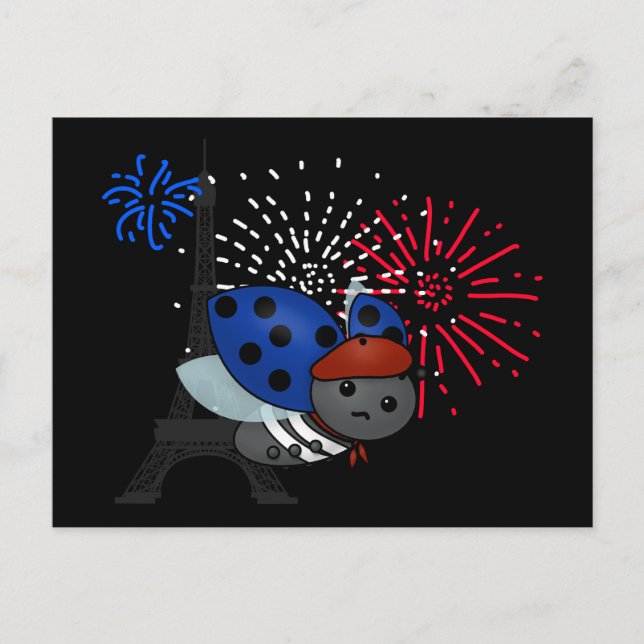 Bastille Day Ladybug, carte postale ennuyée (Devant)