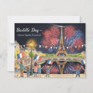 Bastille Day Watercolor Postkarte