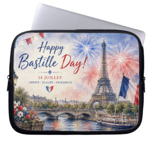 Bastille-Tag Eiffelturm Seine Feuerwerk Laptopschutzhülle