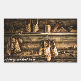 Bastschuhe an der Wand Rechteckiger Aufkleber