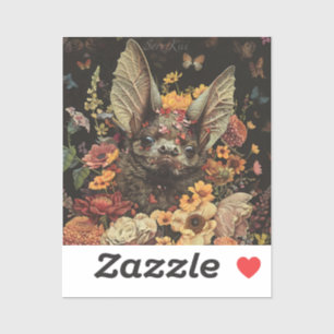 Bat à fleurs en Sticker noir