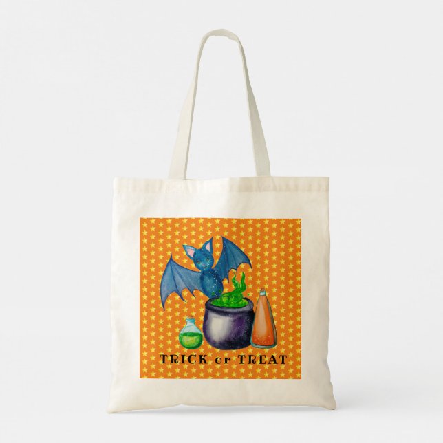 Bat And Bubbling Cauldron Tote Bag Tragetasche (Rückseite)